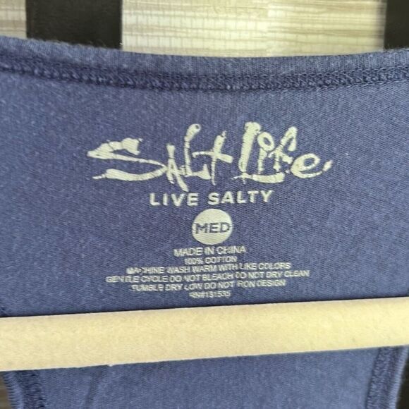 Salt life take me to the sea blue and pink tank top racer back size M - Picture 3 of 4